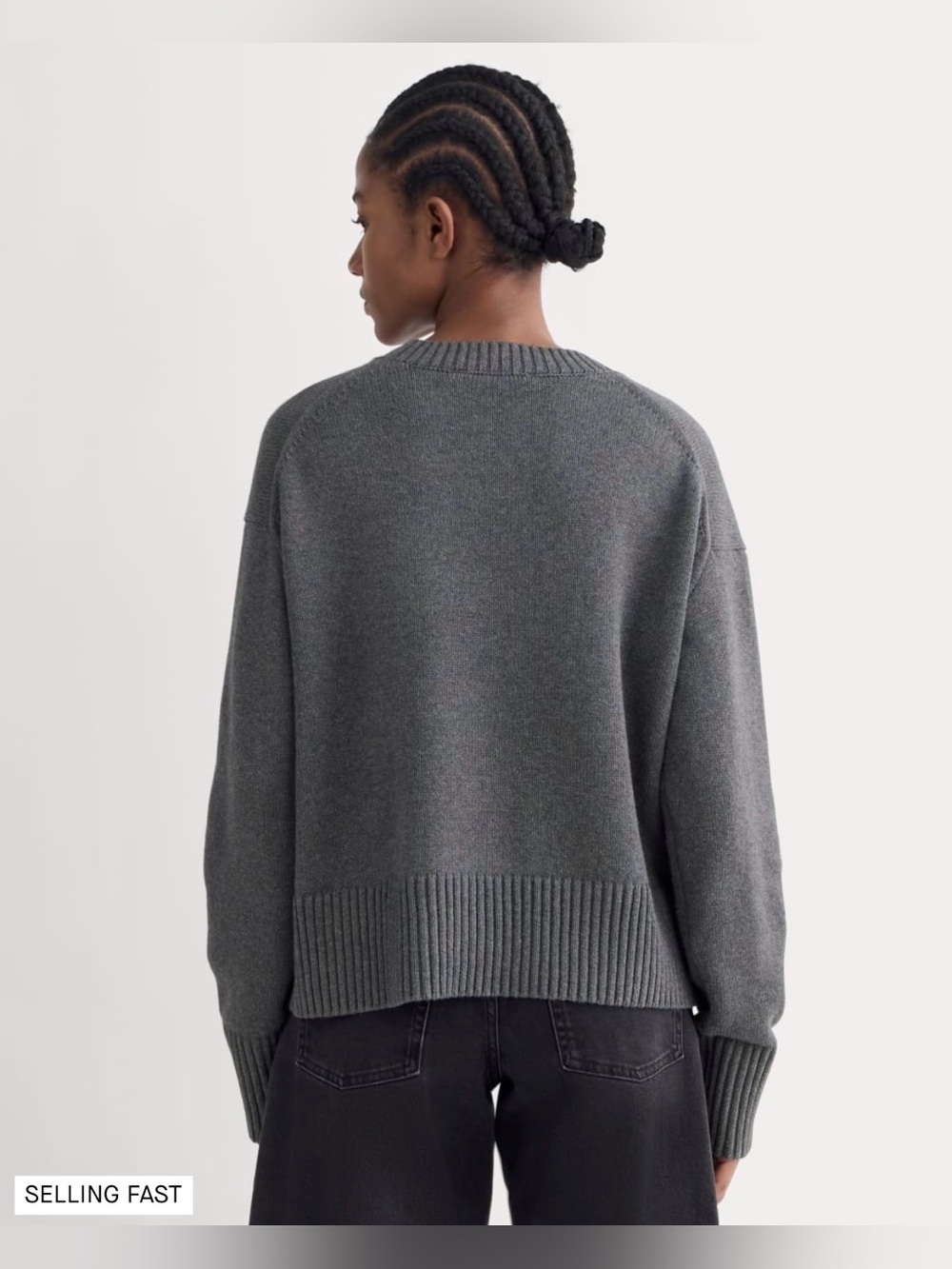 New Everlane The Boxy Sweater in Everyday Cotton Heathered Charcoal in Size M - Picture 2 of 12